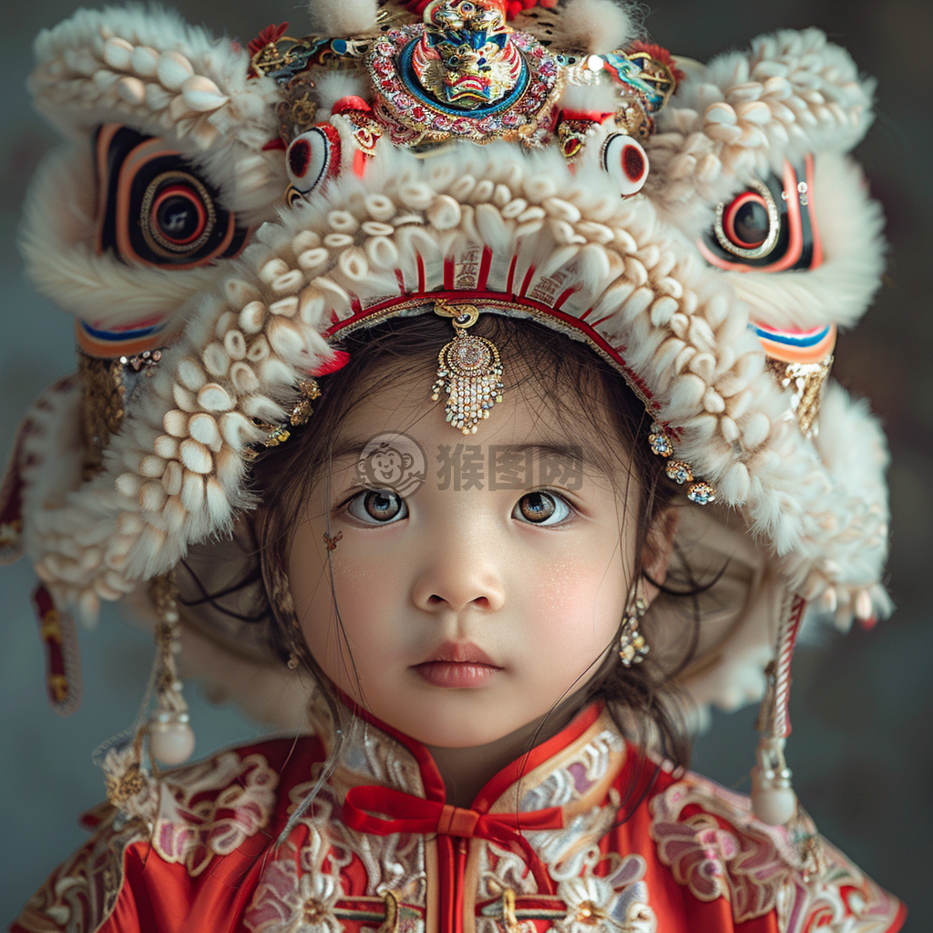 古装童趣：超高清狮子舞童趣美照