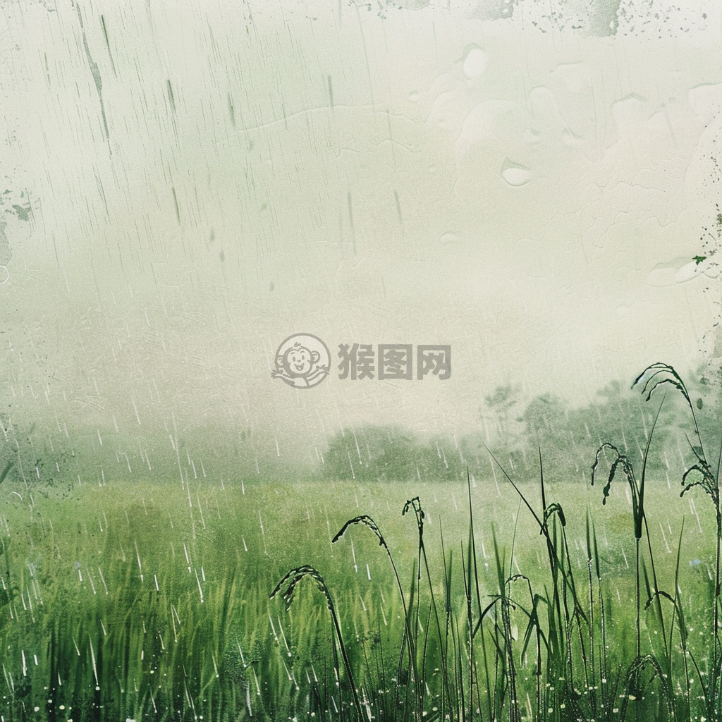“生机盎然的青藏稻田雨景”