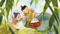 童趣绘：中国粽子与欢快角色故事