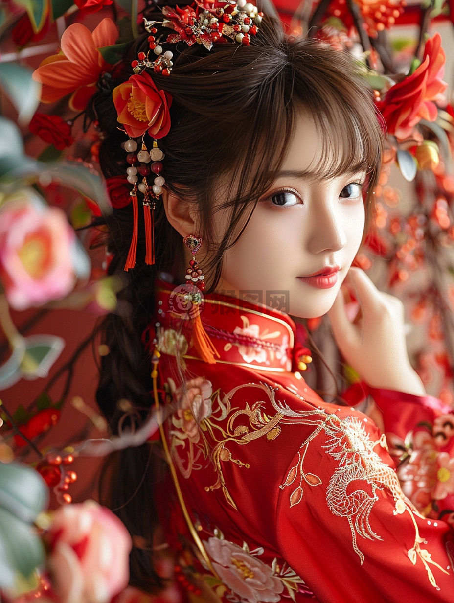 春节花裙少女舞动：龙腾虎跃，妙趣横生