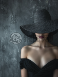 黑色礼帽中国女性：精致的黑白对比之美