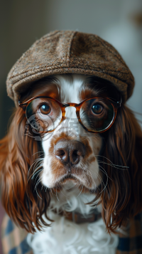 美国可卡犬狗特写照片，现代简约白色装饰