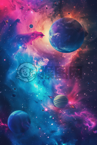 宇宙星球与飞船：色彩斑斓的银河系