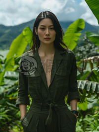亚洲女性户外写真，自然美景中展现宁静之美。