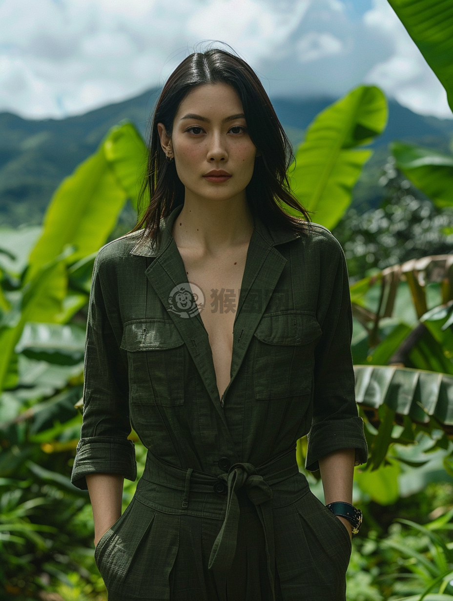 亚洲女性户外写真，自然美景中展现宁静之美。