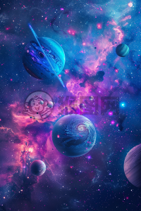 宇宙星球飞船：蓝色钴石、粉红覆盆子与青柠绿的交响曲