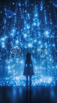 治愈系壁纸：夜空下的女孩