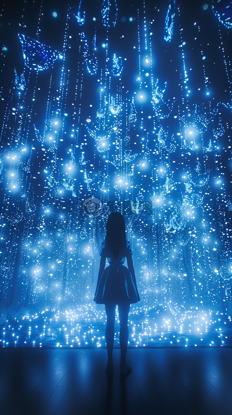 治愈系壁纸：夜空下的女孩
