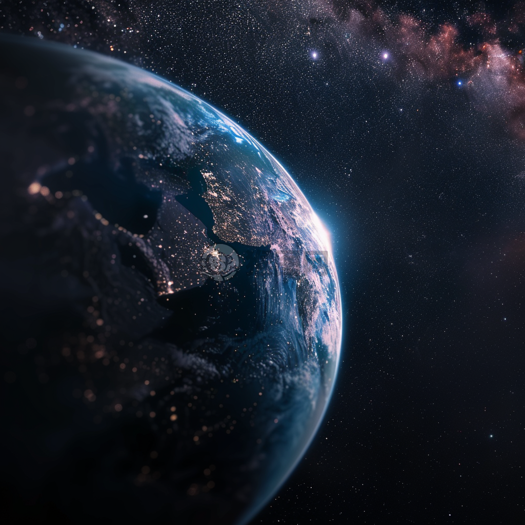 地球与太阳系中一景：星球环绕地球成完整画面