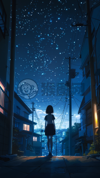静谧星空下的温柔少女