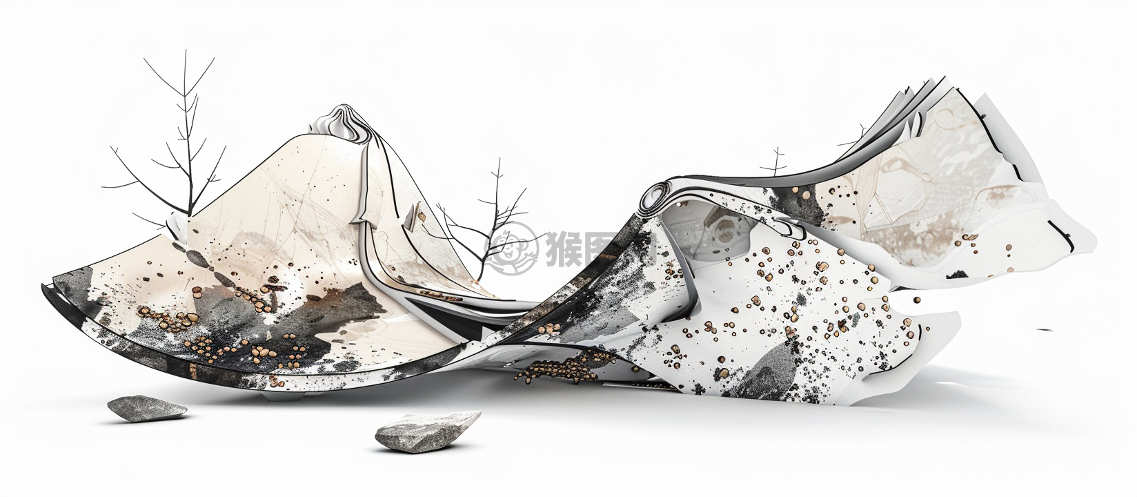 设计艺术组合中的黑白两页空间架构组合设计