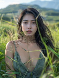 自然之美：亚洲女模特的户外写真美照