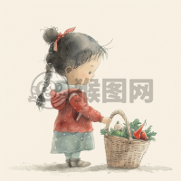 自然之趣：蔬菜篮子手绘水彩画