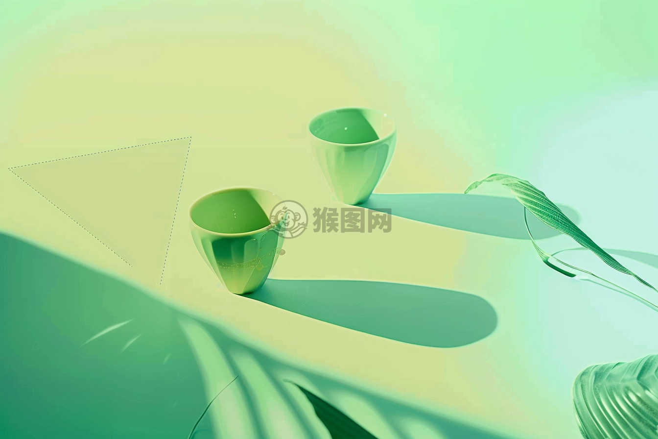清爽绿色的渐变背景配以明亮的色彩和朦胧的前景，营造出欢快的氛围。
