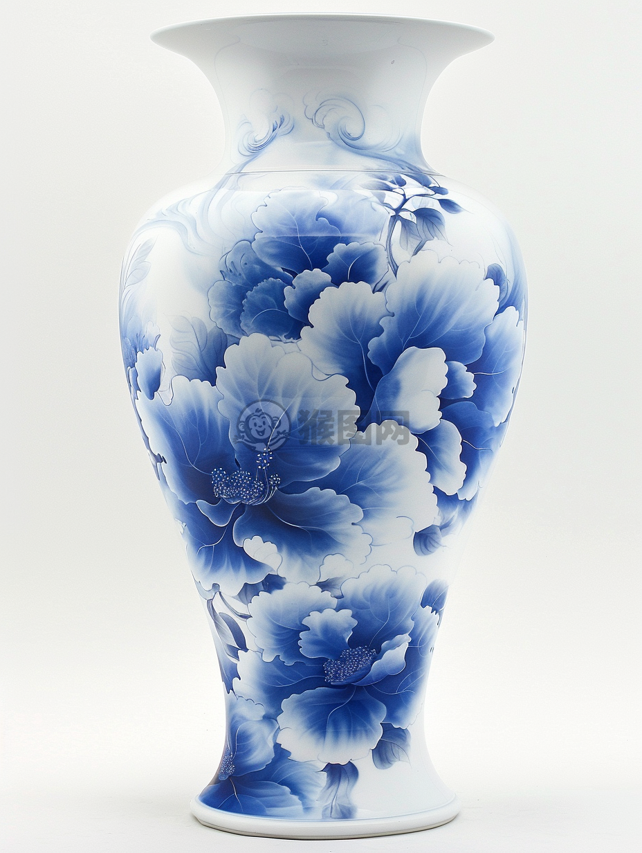 纽约艺术展中的希迪·萨哈花瓶：黄思林作品，涂鸦风格，厚颜料，白蓝相间，染料转移，和谐宁静