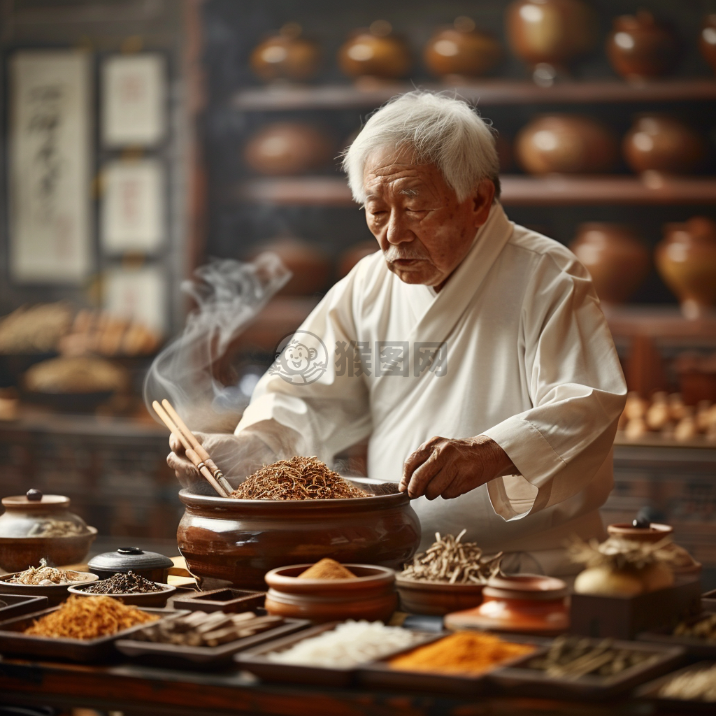 《中药熬制医生细品传统汤药》