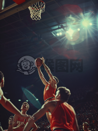 篮球运动，激烈的对抗，灌篮