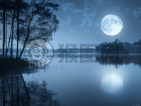 秋分月夜湖上月
