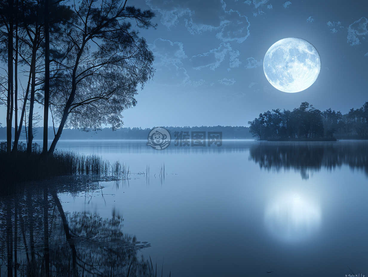 秋分月夜湖上月