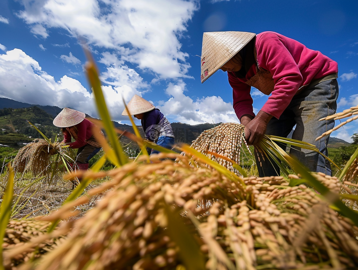 金色秋收：丰收季节的勤劳与收获