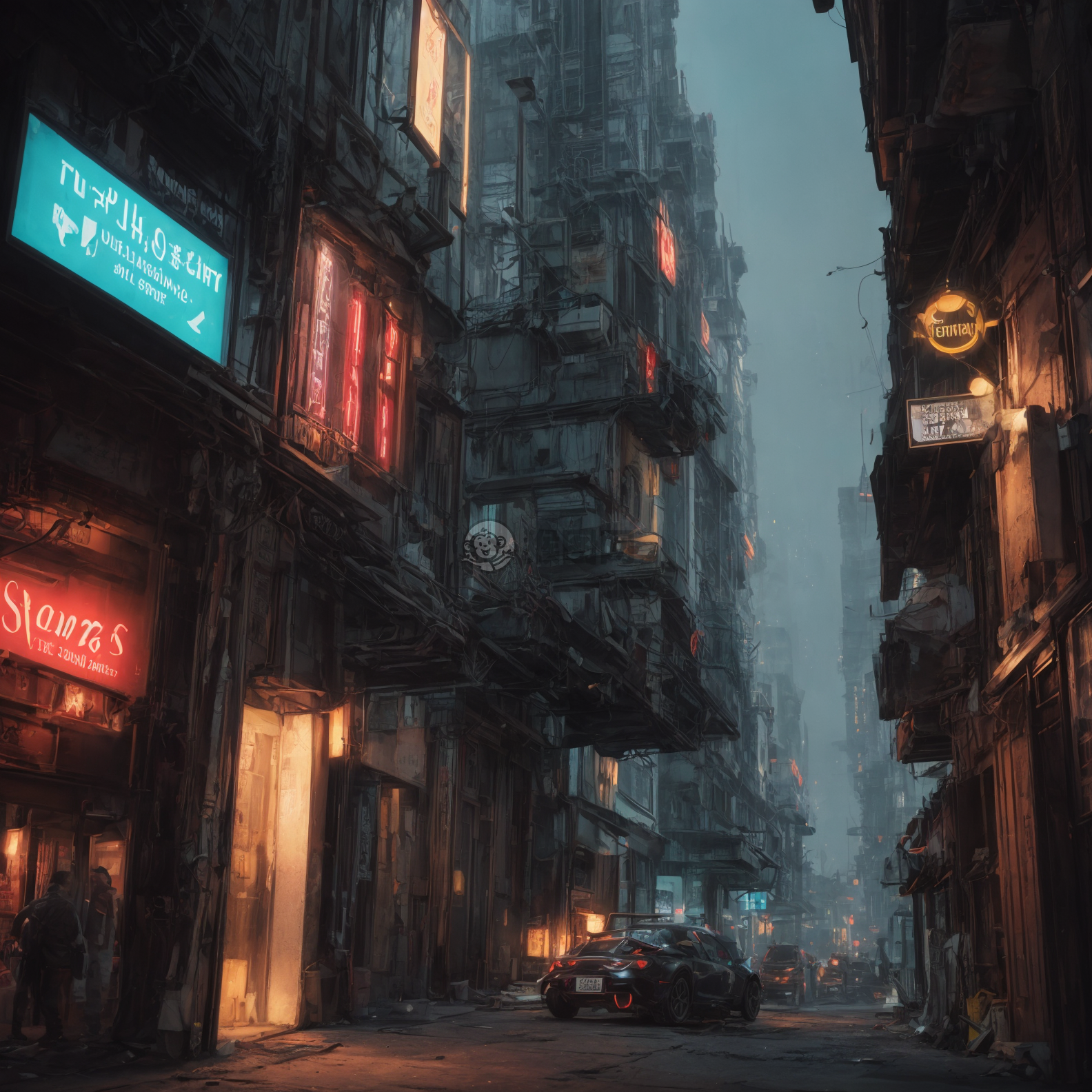 黑暗中的未来都市之夜景画面