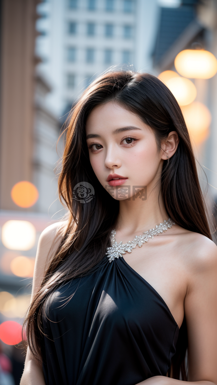 夜幕下完美身材女孩的奢华时尚秀照。
