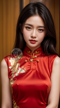 红装少女看镜头