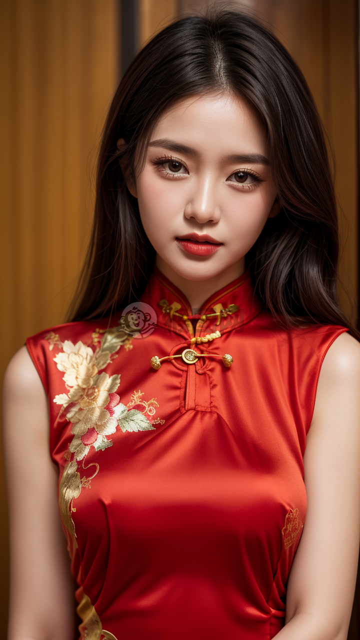 红装少女看镜头