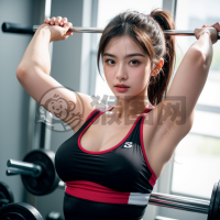 现代健身房健身女神的力量之美