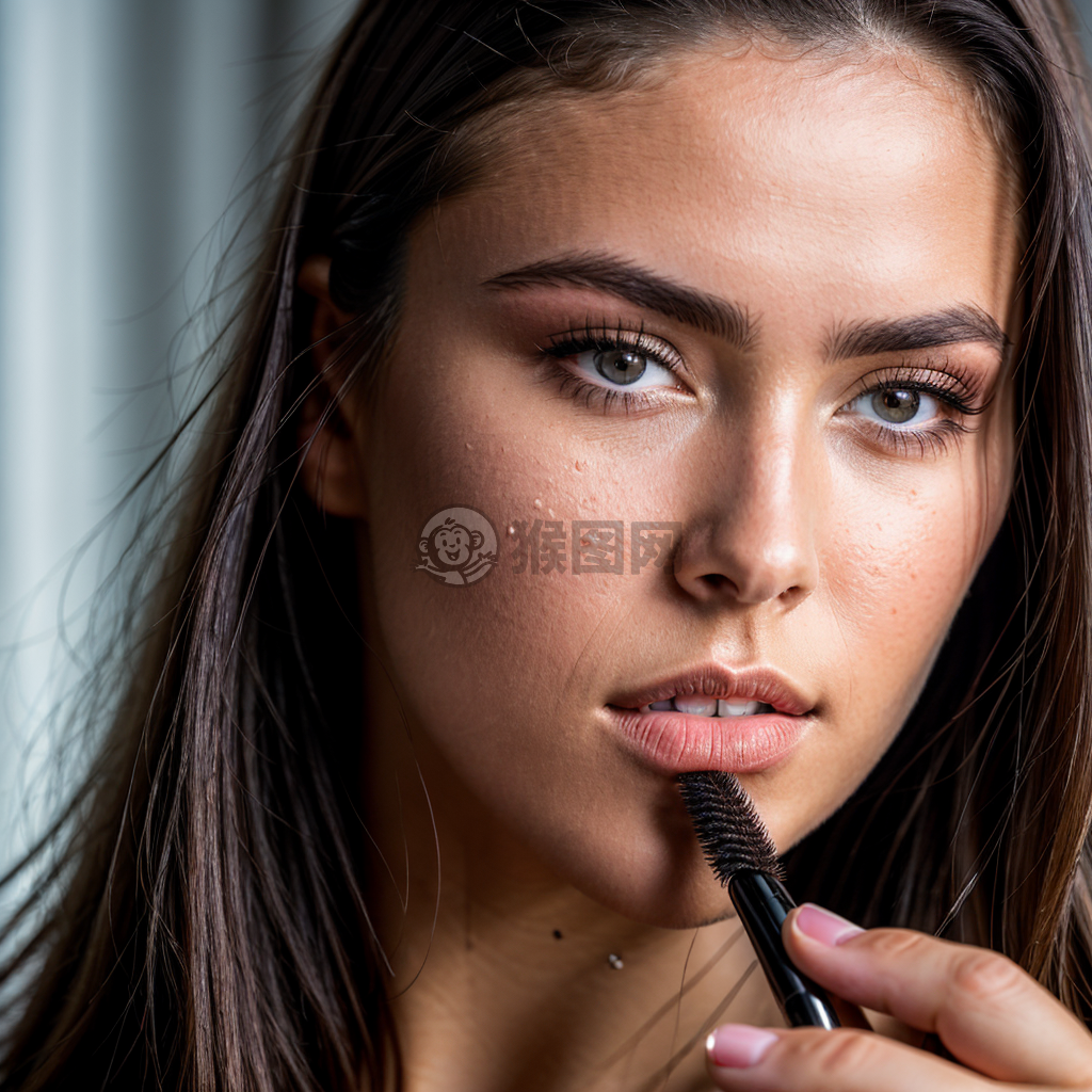 美丽欧洲女士化妆特写照