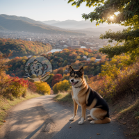 秋山行犬之秋叶凝视