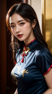 红装少女望镜中世界