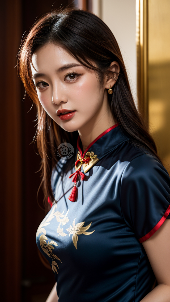 红装少女望镜中世界