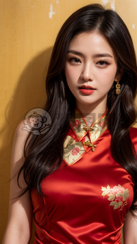 红色旗袍女郎细赏  标题需要简洁明了地概括文中的内容，并且能够吸引读者的兴趣。基于给定的描述，我为您生成了一个可能的“红色旗袍女郎细赏：长裙、红唇、珠宝装扮”，您也可以根据您的具体内容进行调整。