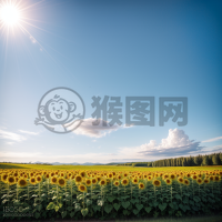 夏日阳光下的向日葵盛景