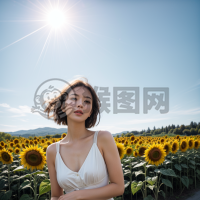 夏日阳光下的向日葵盛景