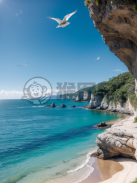 碧海峭壁，蓝天鸥翔，八KRAW细节再现海滨风情