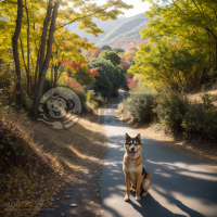 秋山行犬之秋叶写真