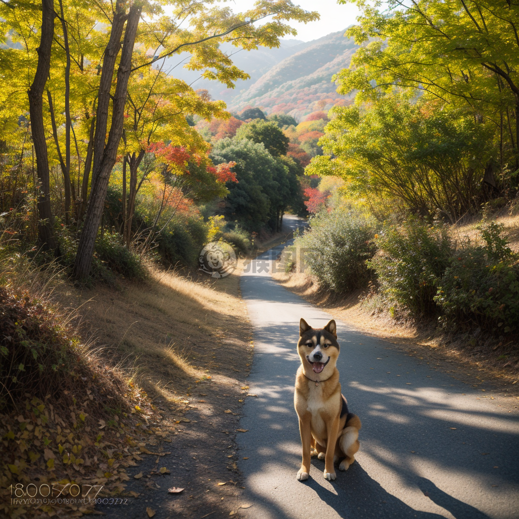 秋山行犬之秋叶写真