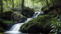 绿水青山，瀑布潺潺