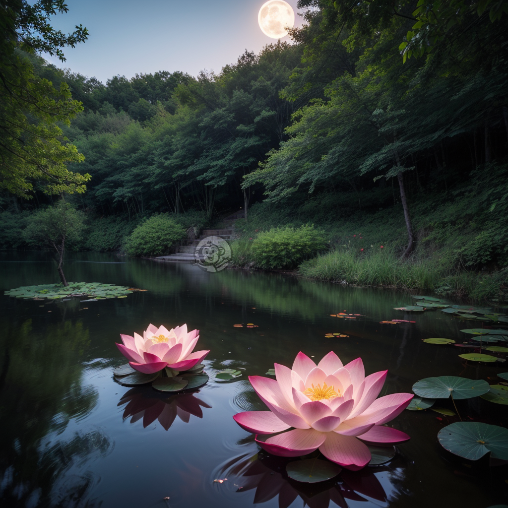 宁静月夜莲花池摄影记趣