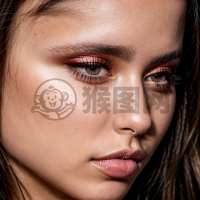 “精致眼妆美女特写 － 精湛妆容，吸引目光”