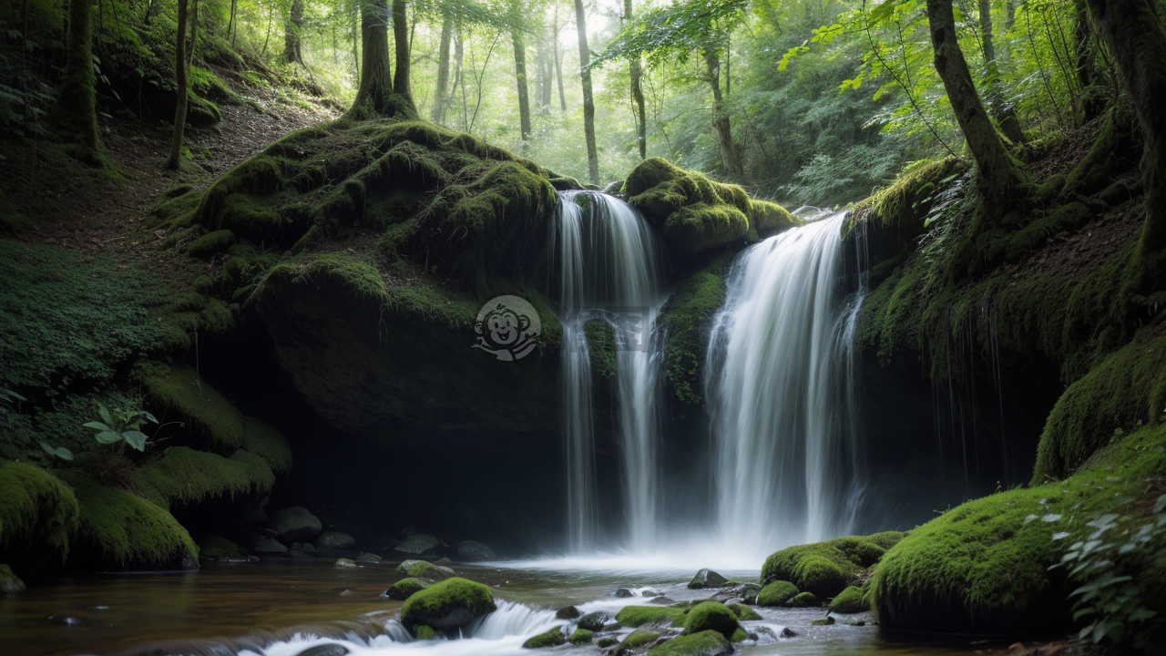 绿色溪流之神秘瀑景