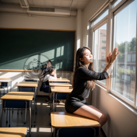 新学期开学，学生们在课堂上积极举手发言。