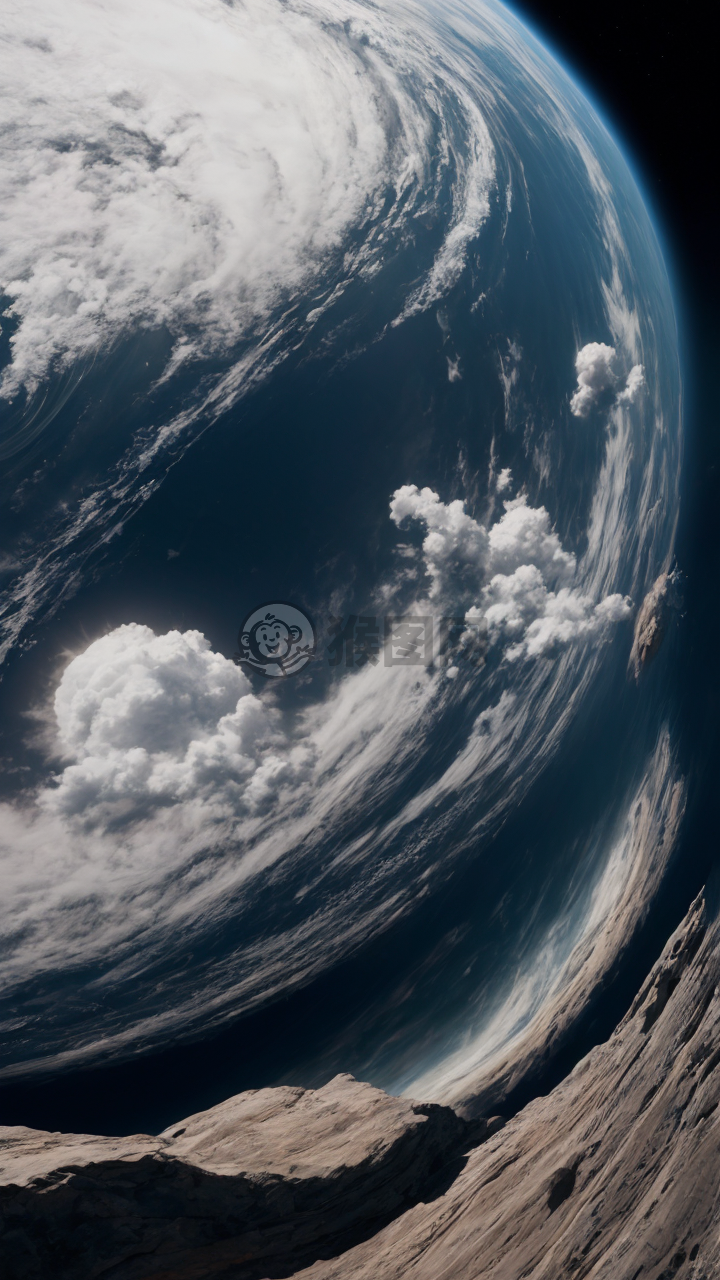 《空间站全景 云海深处窥地球》