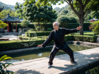 《静谧园中太极老人》