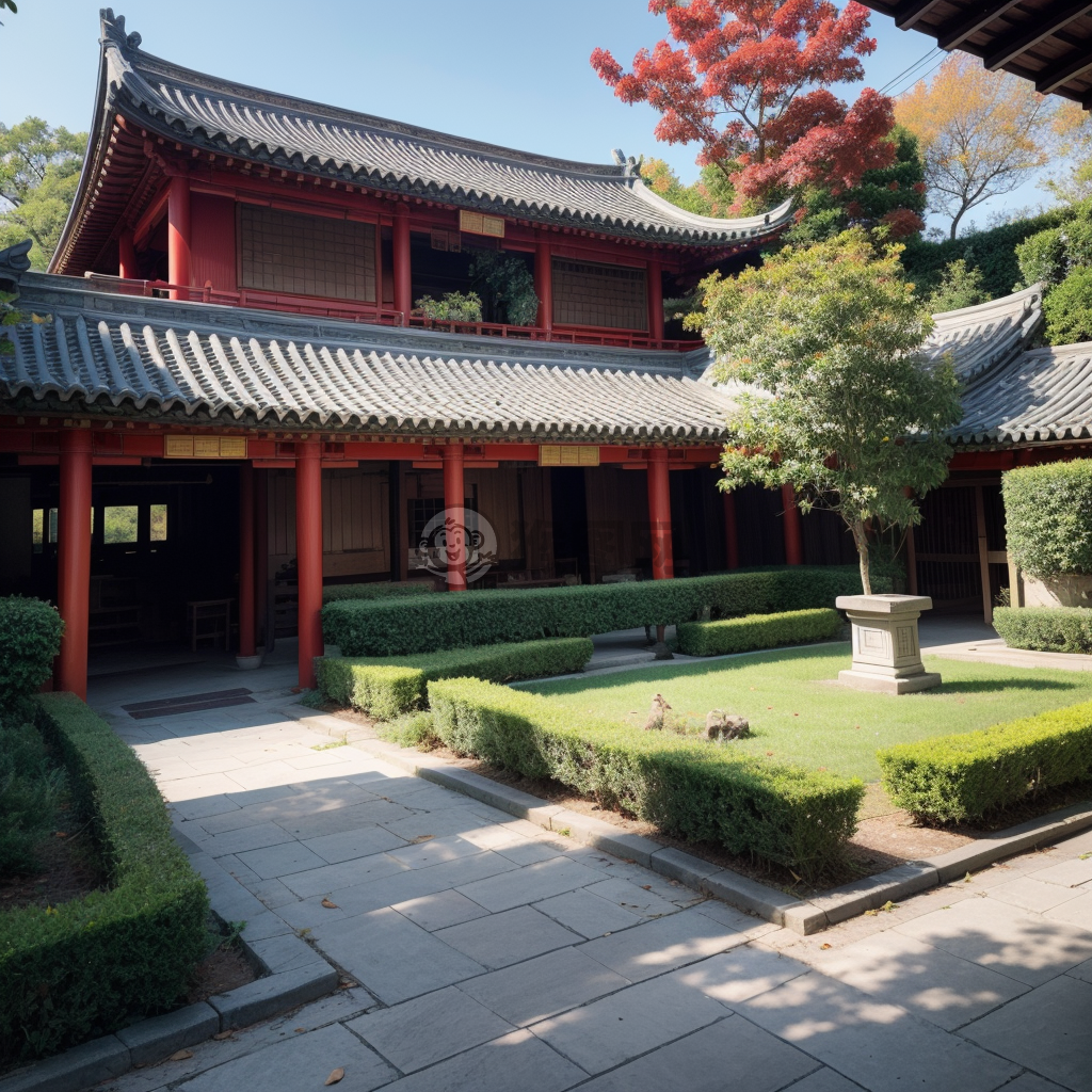 秋日古巷：黄叶落满地，红灯笼挂檐