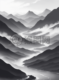 山雾萦绕，水流潺潺的古老画卷