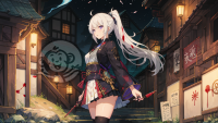 穿越云雾的日本女孩：命运系列游戏中的魔法圈和紫眼白发。