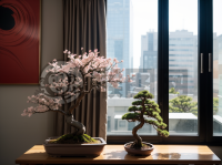 现代简约客厅中娇嫩盆景的美景